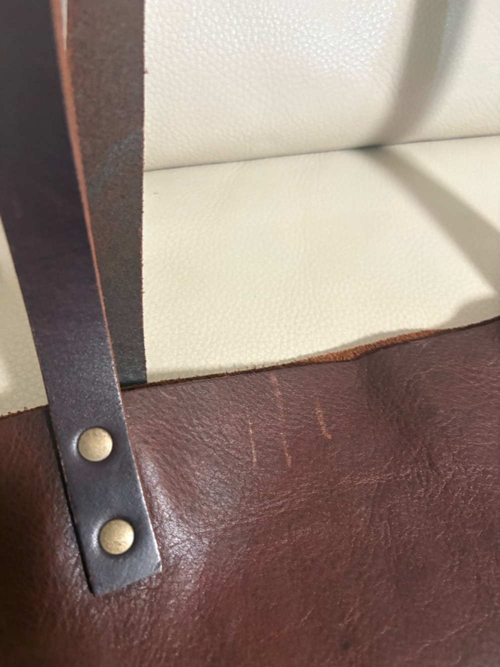Classic Brown Leather Tote Bag with Double Shoulder Straps - Picture 10 of 10